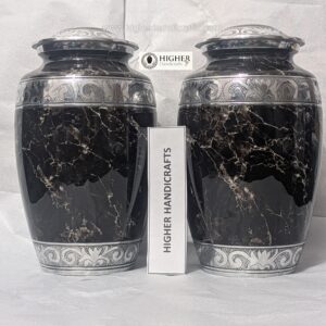 Black Marble Textured Metal Cremation Urns