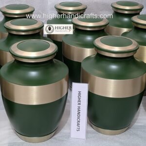 Green Testi Adult Cremation Urn with Top Lid Large Size Indian Urns