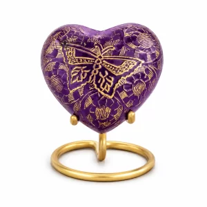 Engraved Heart Keepsake Urns with Stand | Cremation Memorial Ash Urns