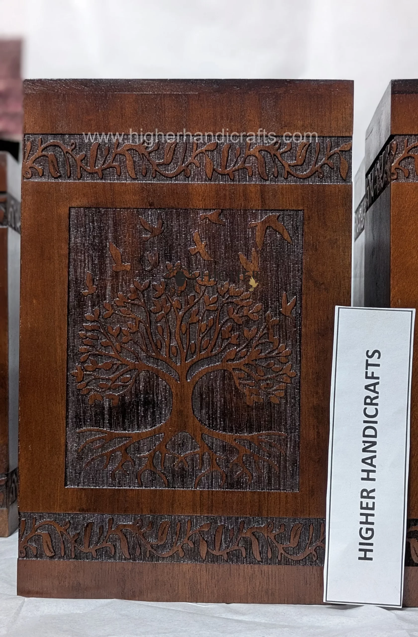 Wood Urns Supplier | Tree of Life Natural Wood Cremation Urn 220 Cu In - Image 2