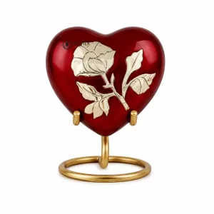 Rose Engraved Heart Keepsake Urn | Affordable Funeral Urns Supplier