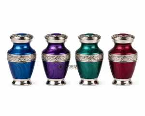 Brass Keepsake Small Urns Set of 4 | Handcrafted Engraved & Enamelled Finish Manufacturer & Supplier