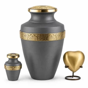 Avlon Grey & Golden Cremation Urns for Ashes | Wholesale Funeral Urns Manufacturing Company